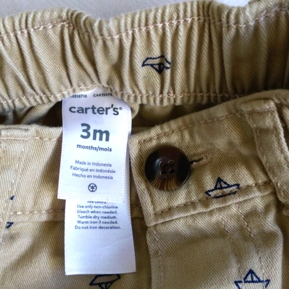 carter's sailboat print cotton twill chinos pants 3 months baby boy - Picture 3 of 4
